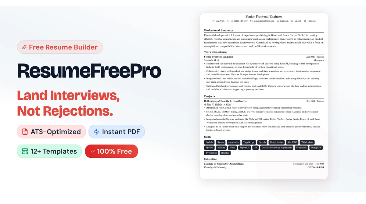 ResumeFreePro screenshot