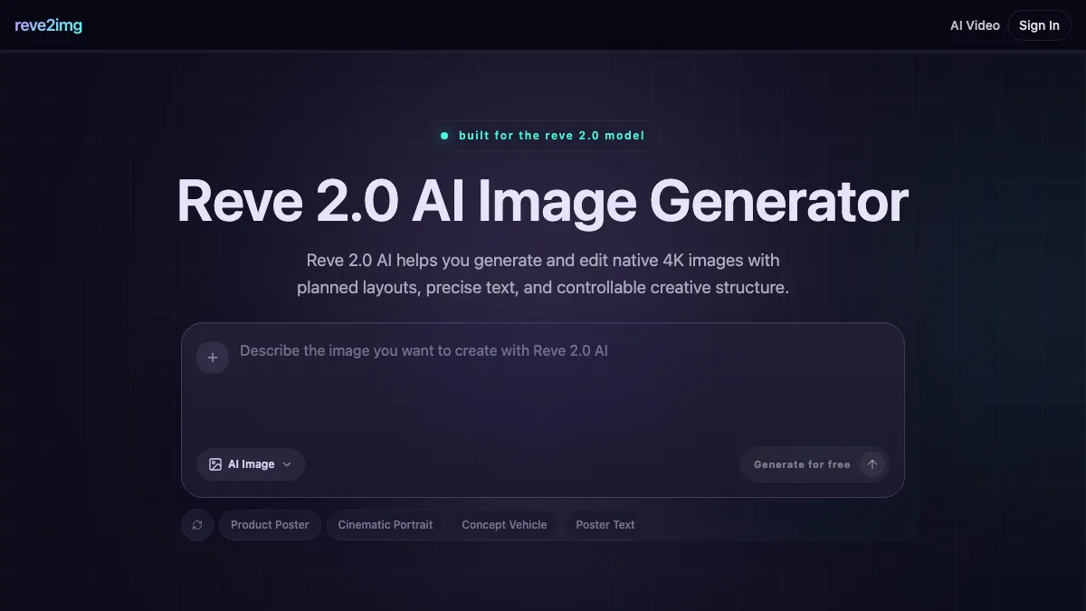 Reve 2.0 AI screenshot