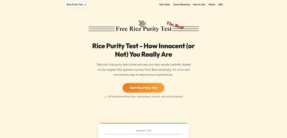 Rice Purity Test screenshot