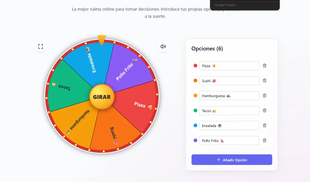 Ruleta Aleatoria screenshot