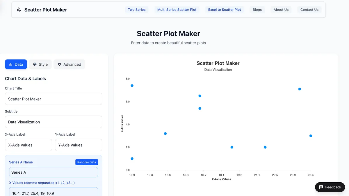Scatter plot maker screenshot