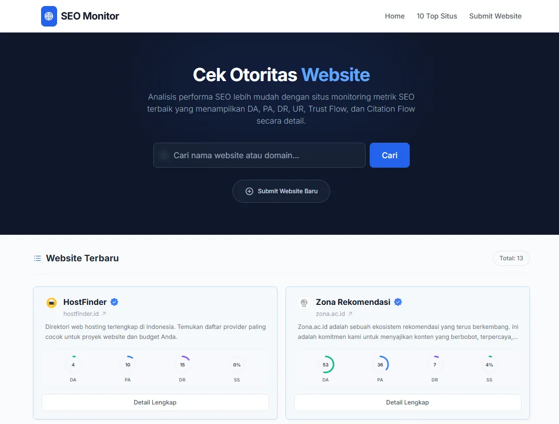 SEO Metrics Monitor screenshot