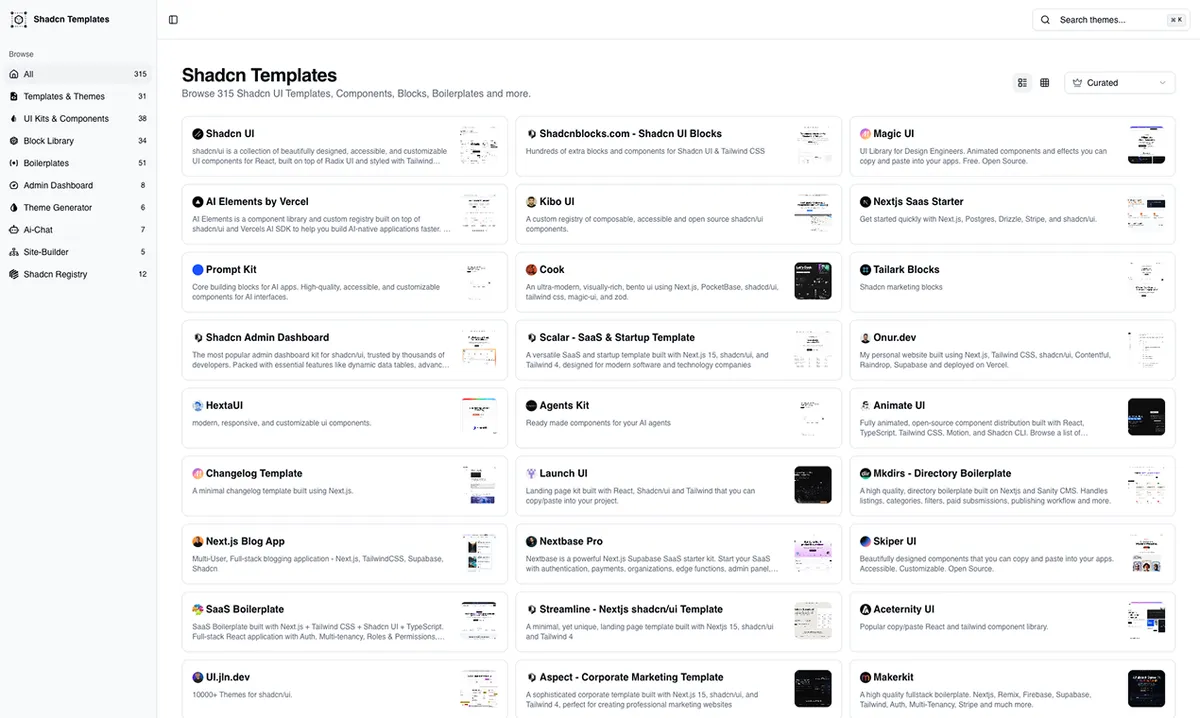 Shadcn Templates screenshot
