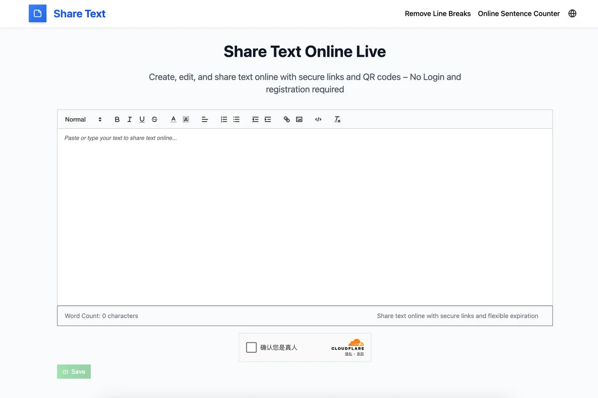 Share Text Online screenshot