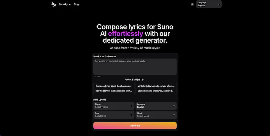 Snon Lyric screenshot