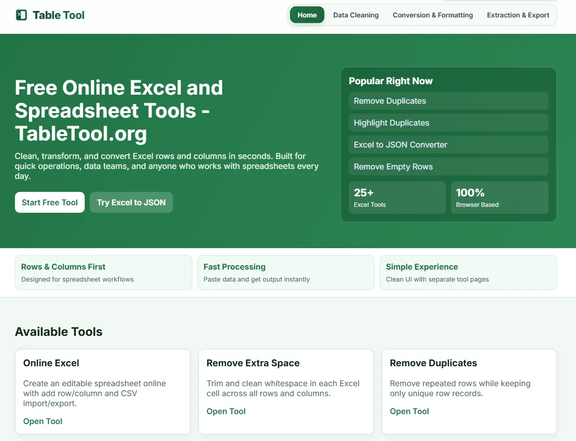 Table Tools Online screenshot