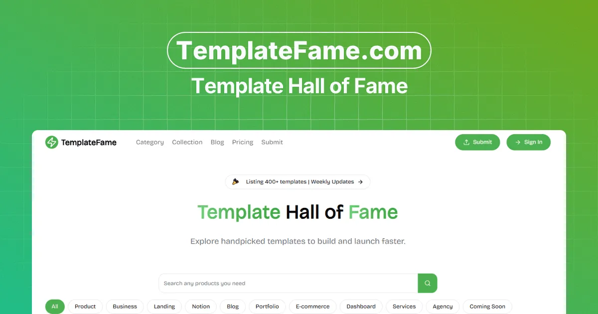 TemplateFame screenshot