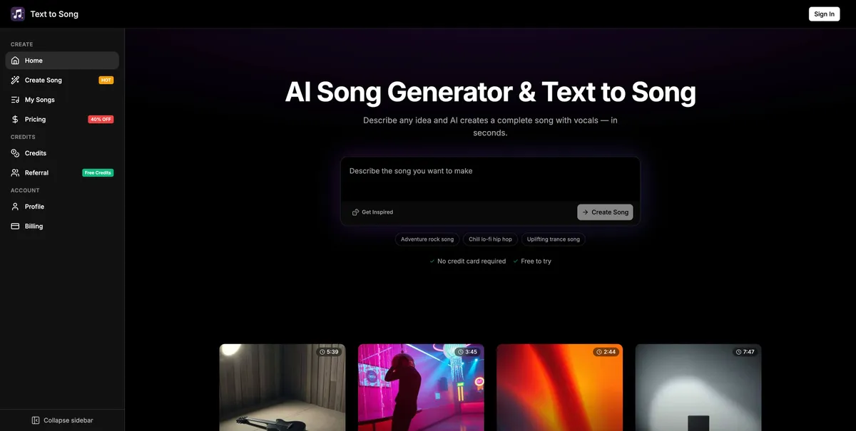 Text to Song AI screenshot