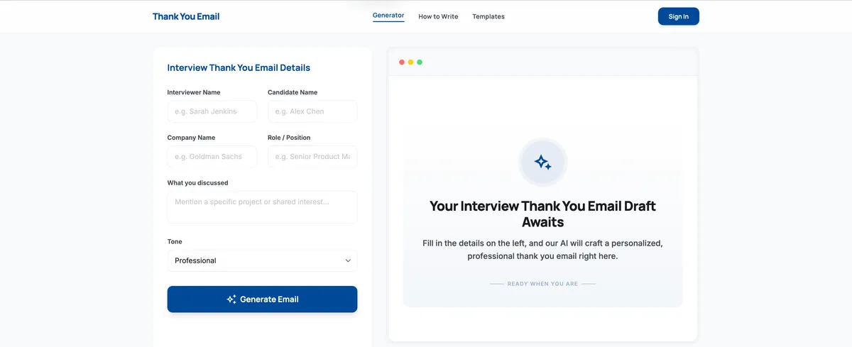 Thank You Email AI screenshot