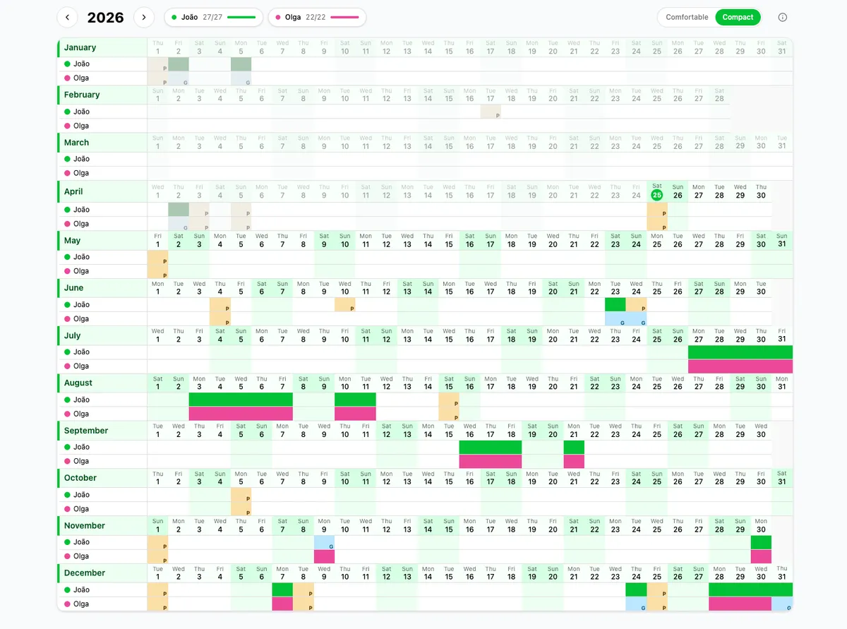TimeOffCalendar screenshot