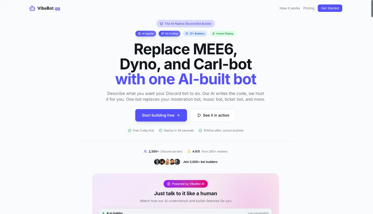 Vibebot.gg screenshot