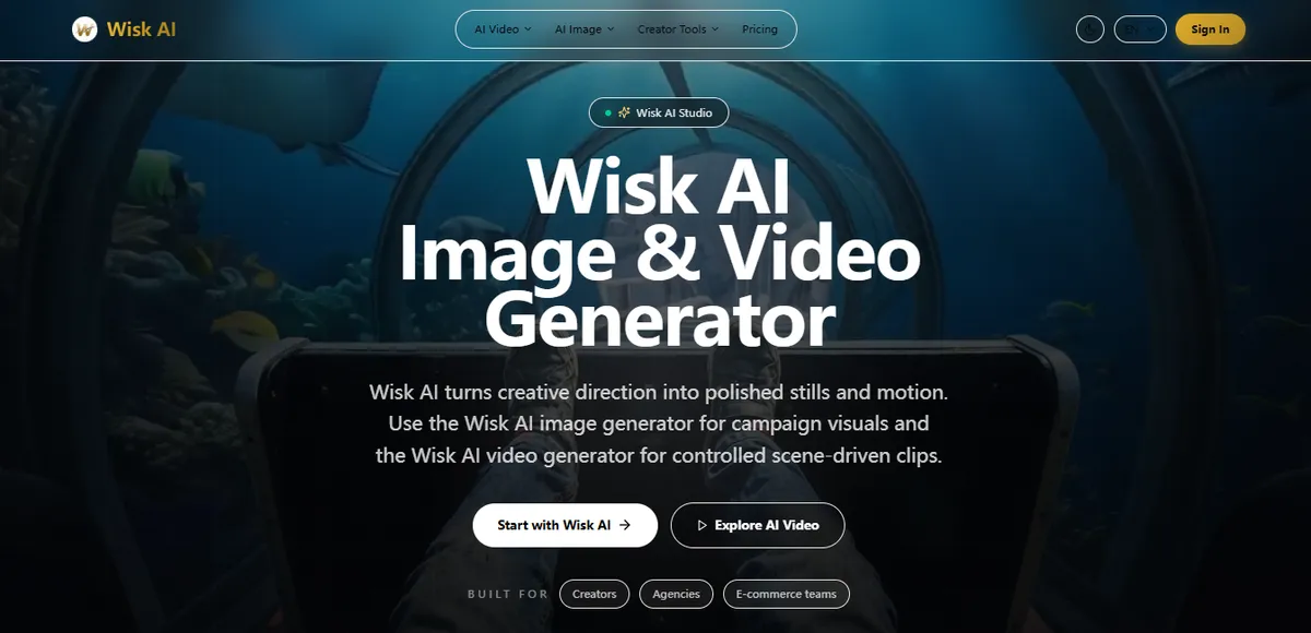 Wisk AI IMAGE and Video genetator screenshot