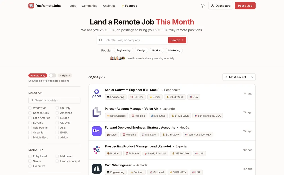 YesRemoteJobs screenshot